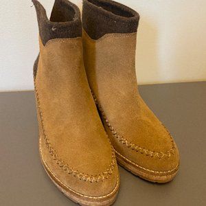 Pendleton Leather & Wool Wedge Brown Boots
